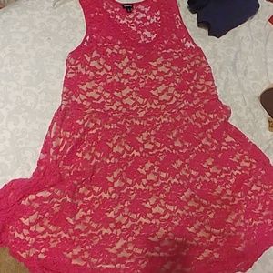 Hot Pink lace plus size dress